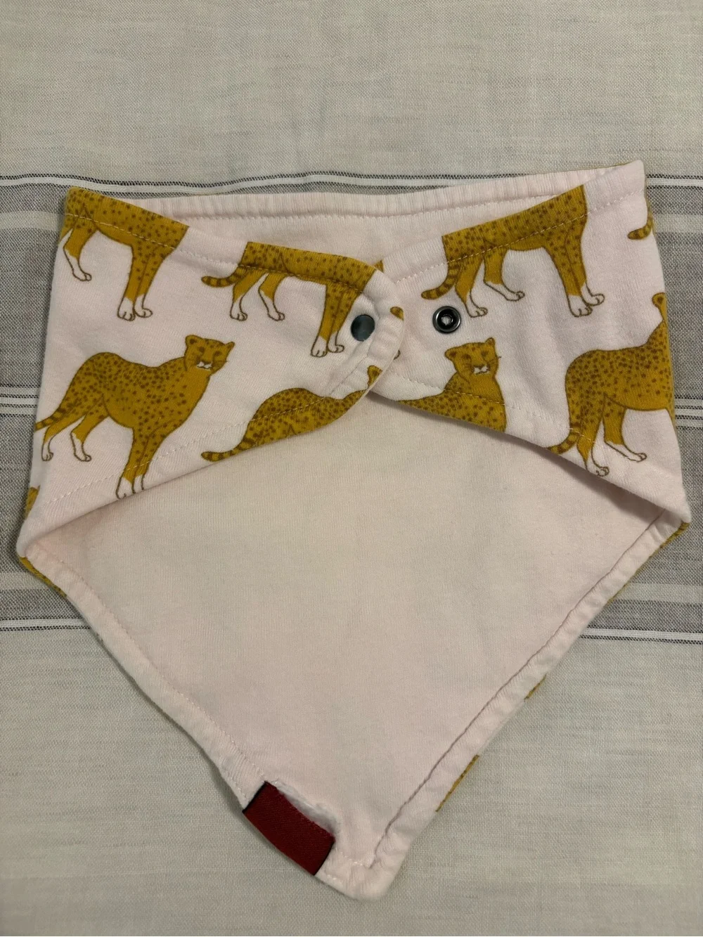 Milkbarn Cheetah Bamboo Three-Layer Kerchief Bib - Soft Pink and Yellow